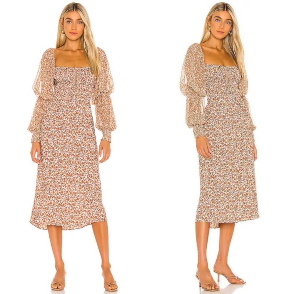 Free People Aglow Midi Dress in Tea Combo M NWT